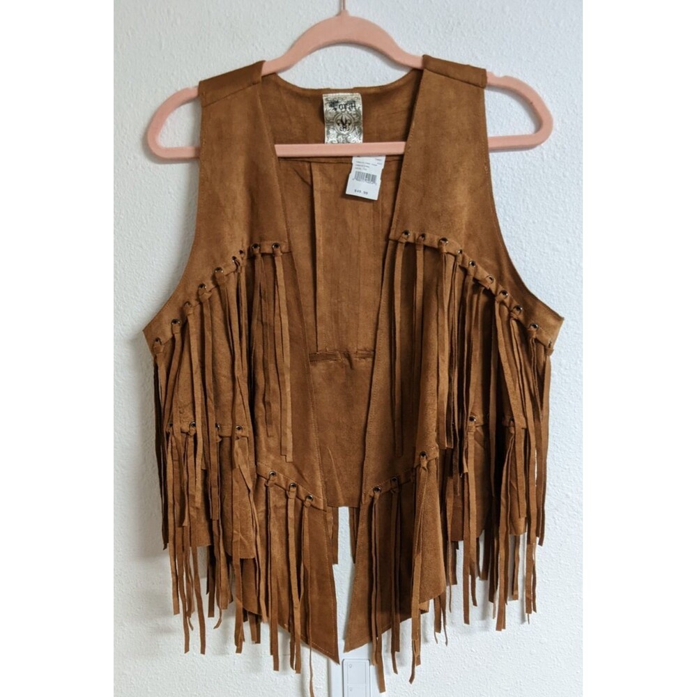 NWT-Boot Barn VOCAL Eyelet Fringe Camel Women's Vest Faux Suede XL NEW!!! $49.99 - Picture 2 of 12